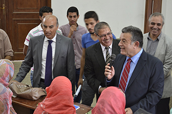 Benha University President among Students in the First Day of Study