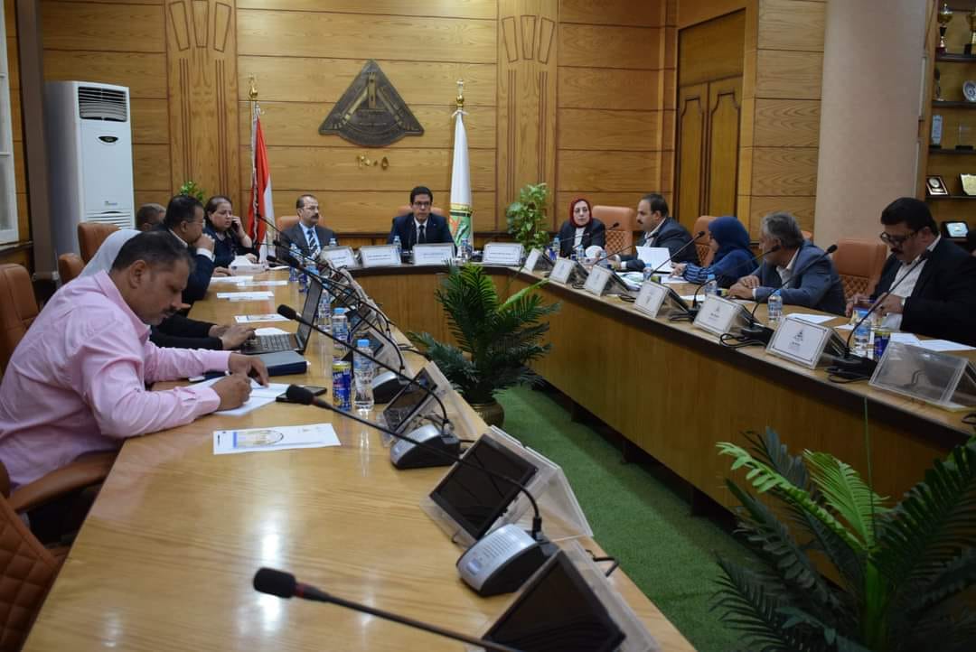 The President of Benha University chairs the University Facilities Committee meeting