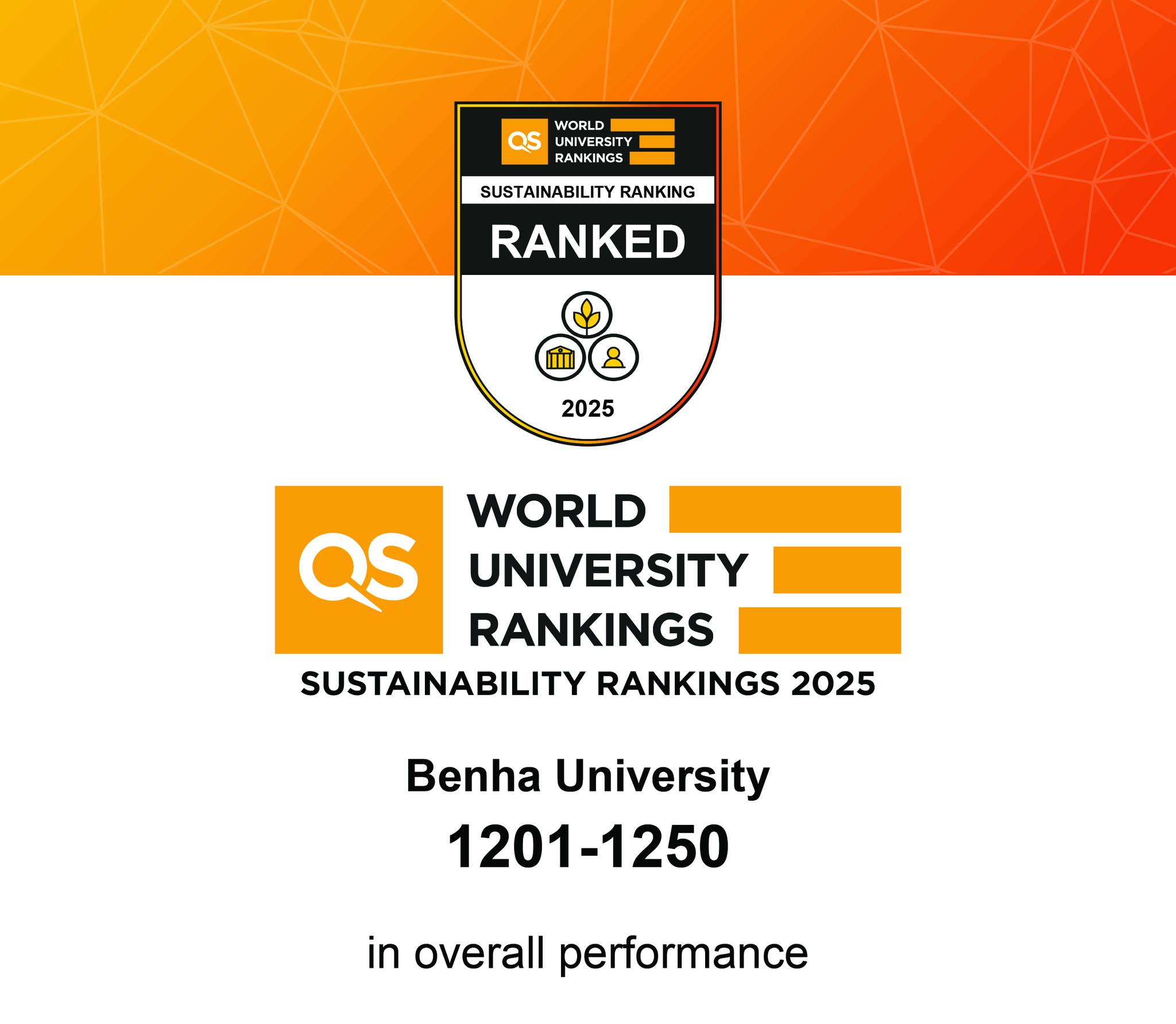 Benha University in the QS Sustainability Rankings for 2025