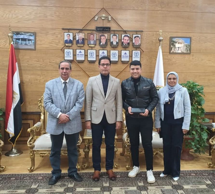 President of Benha University Congratulated Student in the Faculty of Science for His Academic Excellence