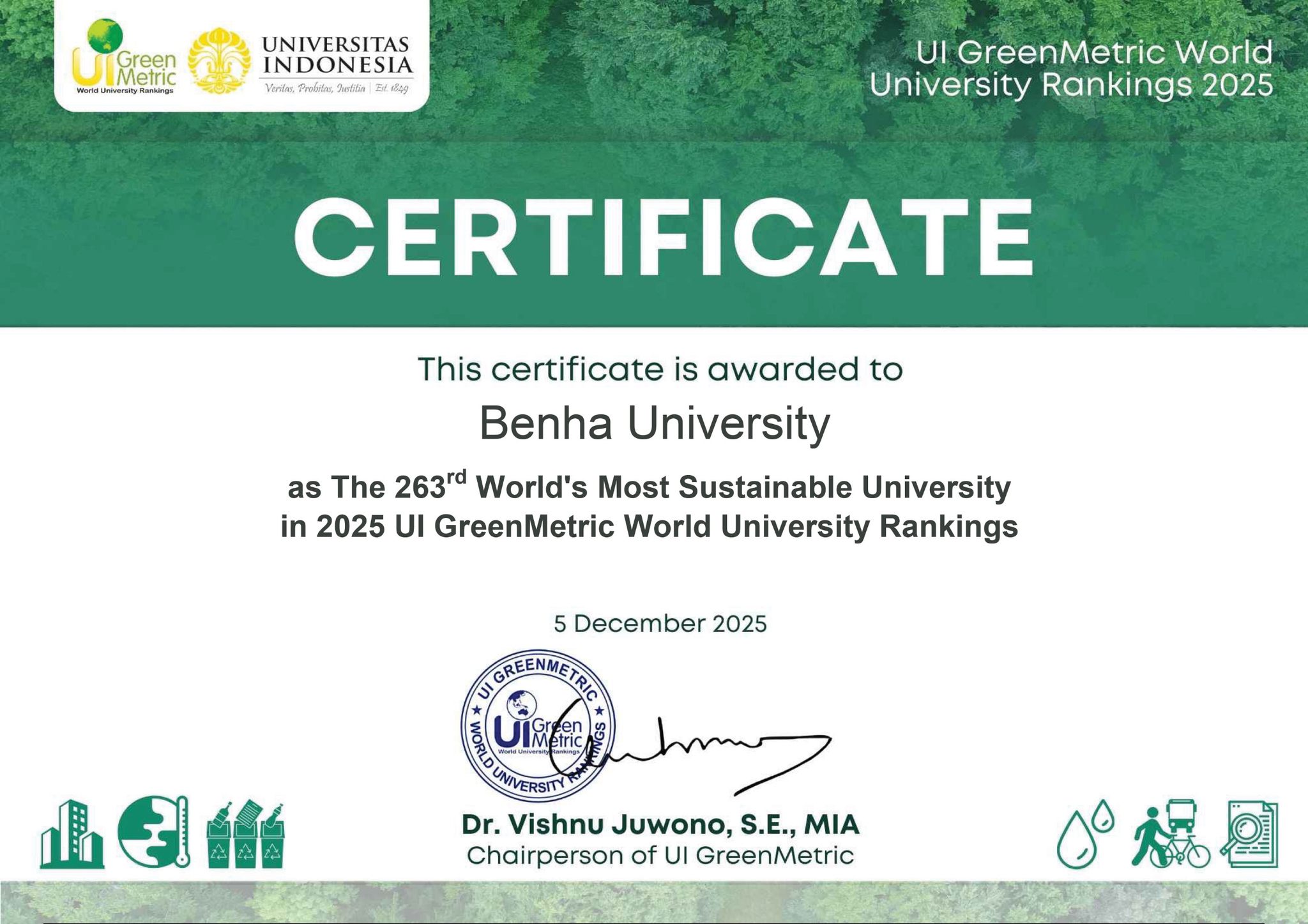 Benha University | UI GreenMetric World University Rankings 2025