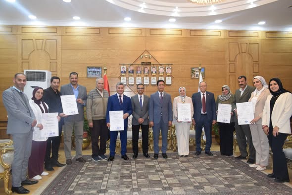President of Benha University Received ISO Certificates for University Management and University Residential Campus Sector